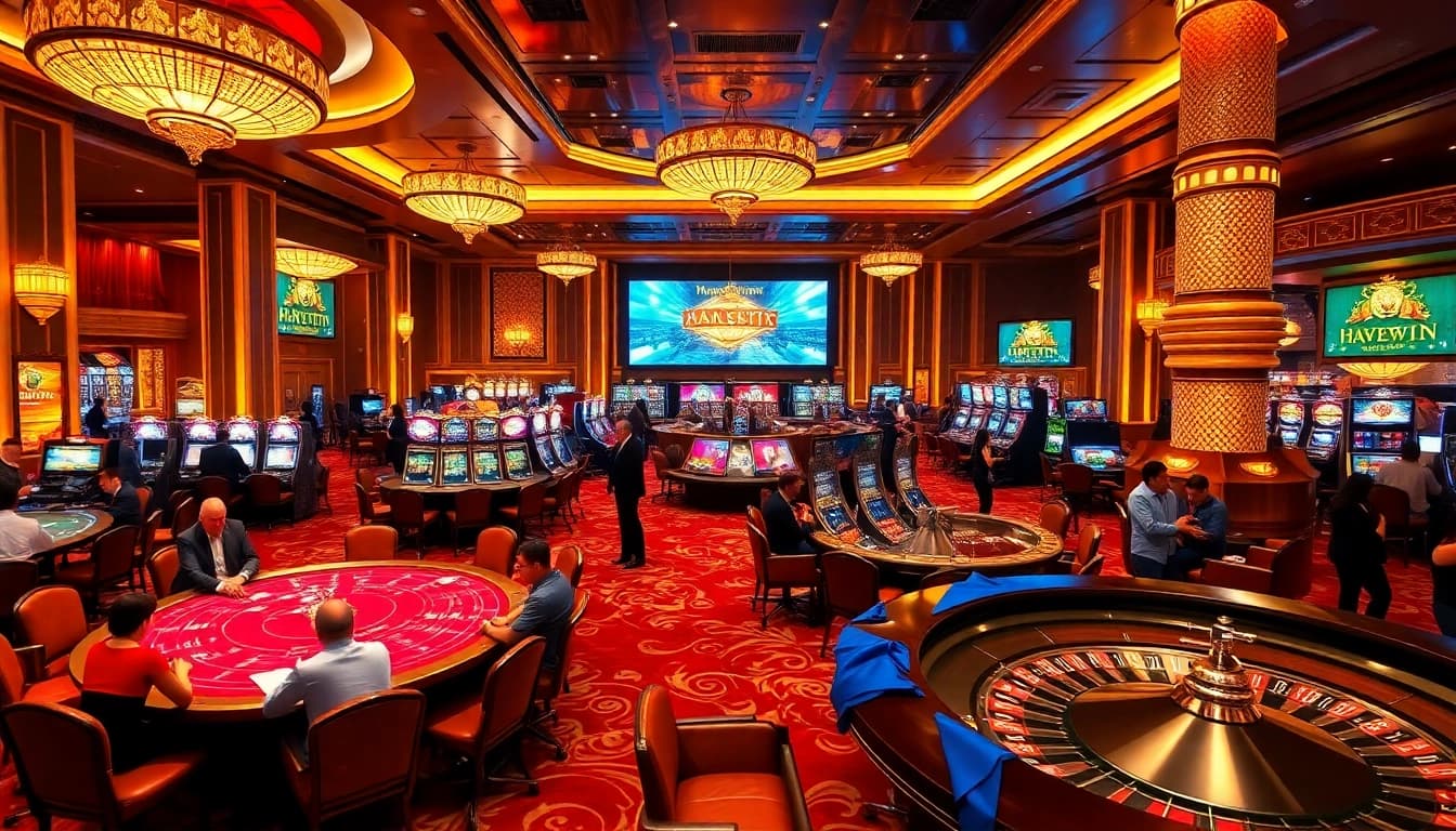 Experience the thrill of Haywin casino with vibrant gaming tables and exciting slot machines.