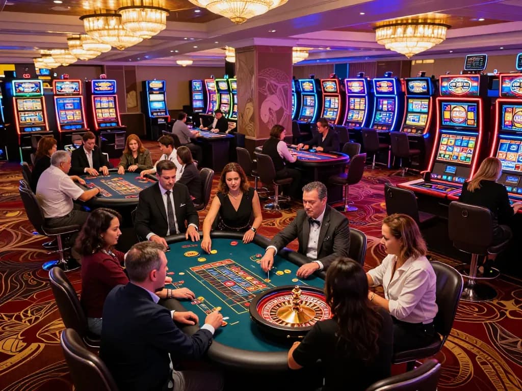 Players enjoying a thrilling game of roulette at kkwin's luxurious casino floor.
