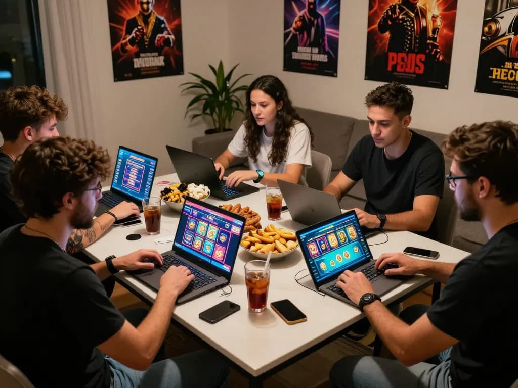Exciting online casino gaming experience at 789club with friends playing slots and poker.