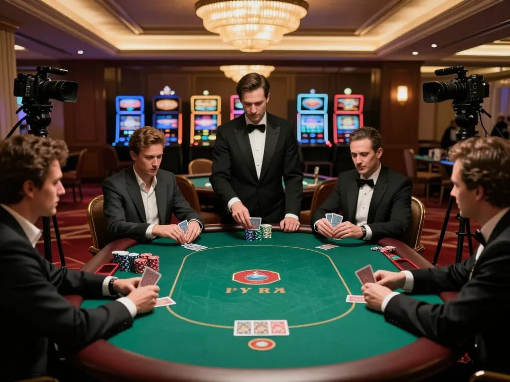 Players engage in a strategic poker match at RED88 casino, showcasing action and excitement.