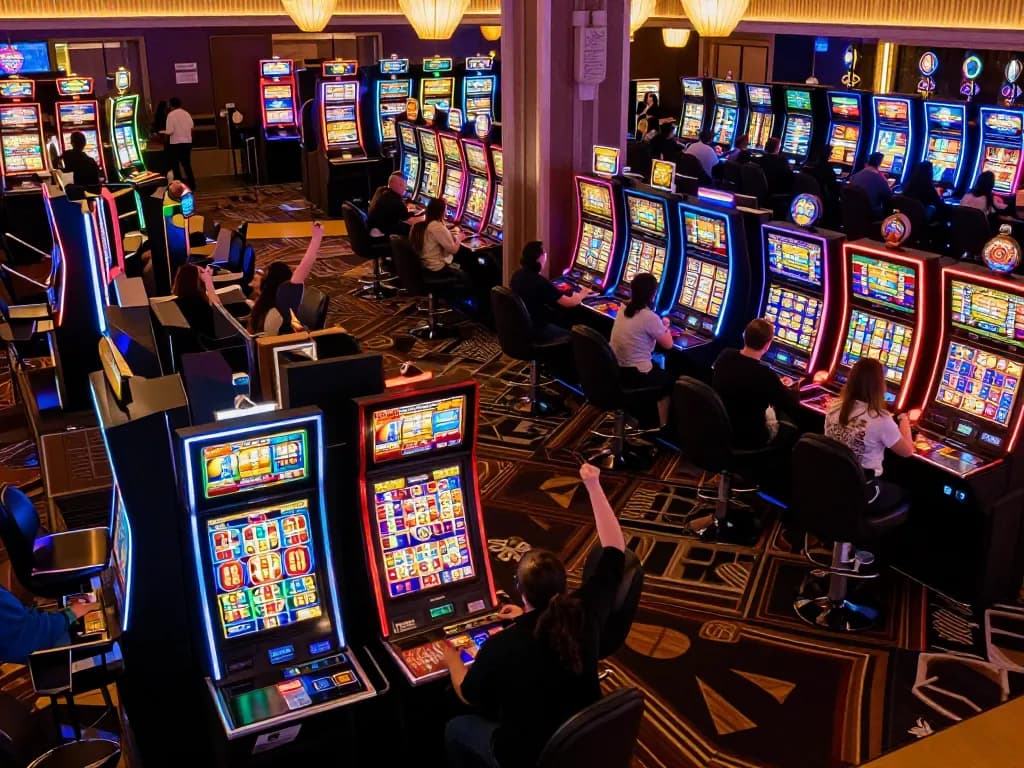 Players enjoying dynamic slot machine gameplay at LV88 casino with exciting visuals