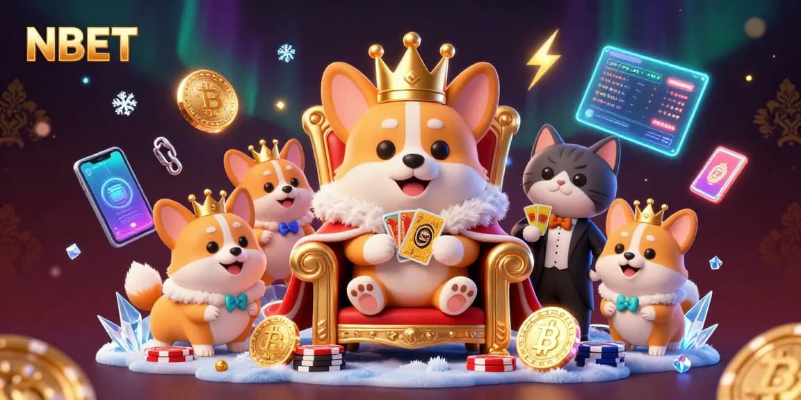 Engage in thrilling casino games with NBET while a regal corgi presides over poker chips.