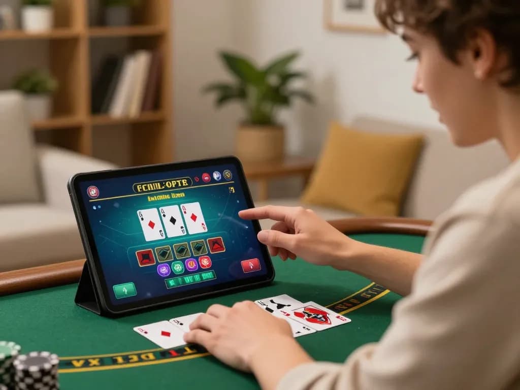 RR88 player engaging in live dealer blackjack online from a cozy home setting.