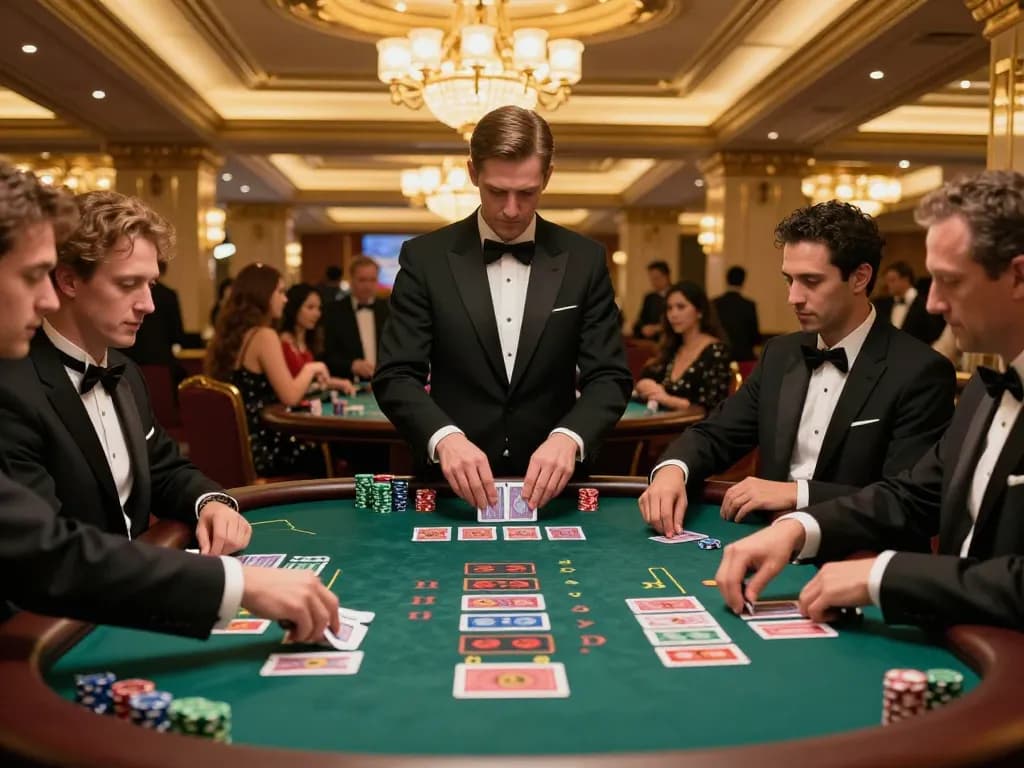 Engaged players at bu88 blackjack table experience the thrill of high-stakes gameplay in luxury casino setting