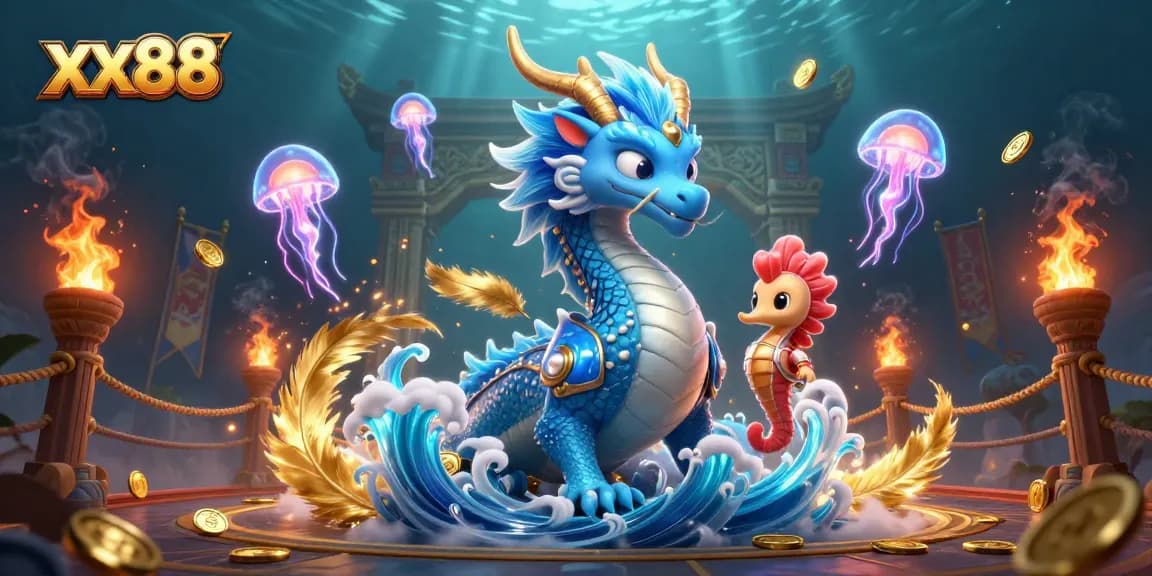 Experience the thrill of gambling at xx88 with vibrant casino elements and mythical characters.