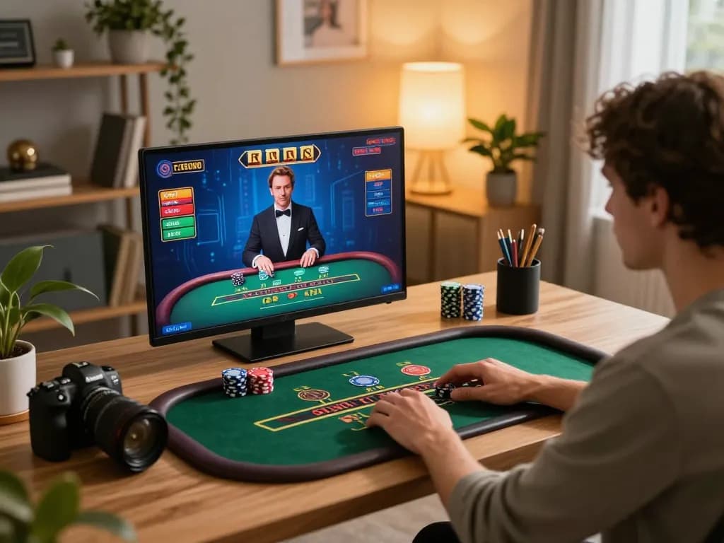 Player engaging with online blackjack at 888top, showcasing interactive casino experience.