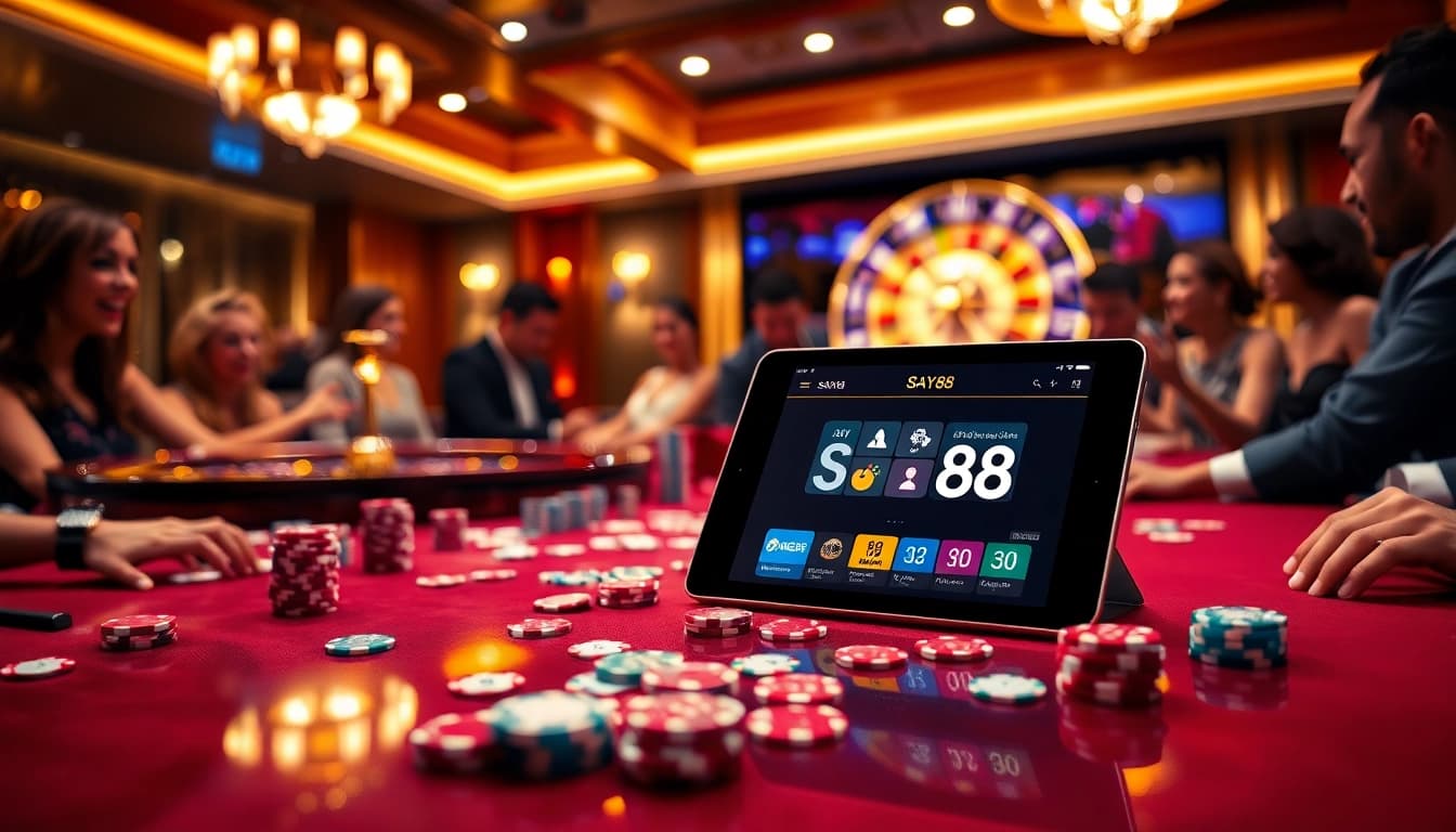 Exciting poker gameplay at SAY88 casino with vibrant graphics and interactive gaming elements.