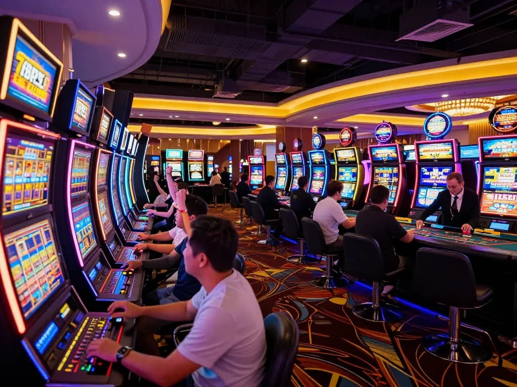Players experiencing the excitement of games at 789Club in a vibrant casino setting