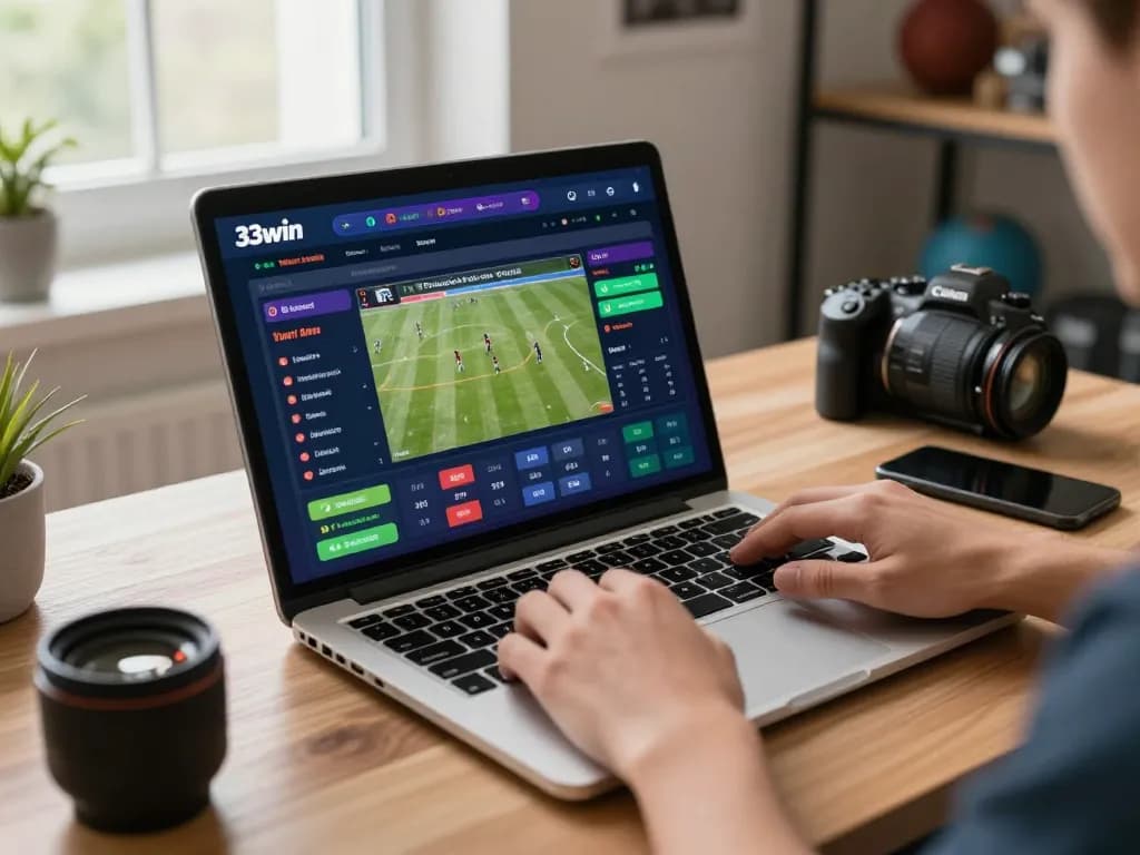 Engaging in online betting at 33win with live sports statistics on display.