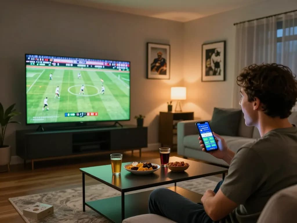Watching kqbd updates on a smartphone during an exciting live football match