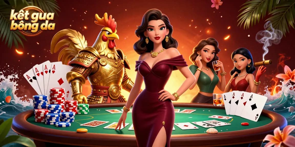 Engage with kết quả bóng đá while enjoying exciting poker dynamics, featuring glamorous characters and vibrant casino elements.