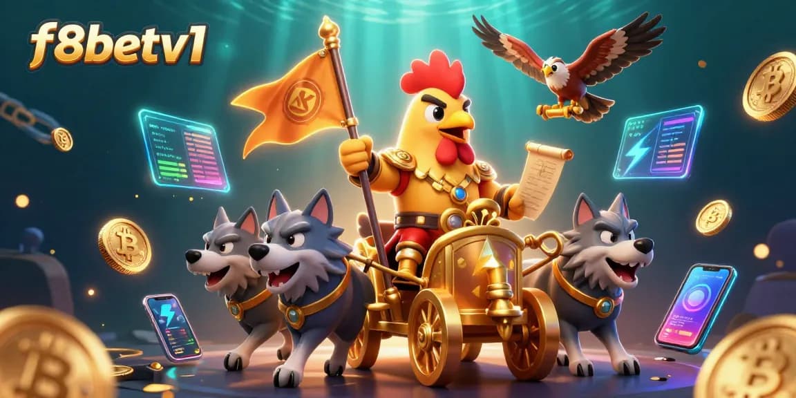 Engage in thrilling gaming at f8betv1 with dynamic 3D cartoon figures, crypto coins, and dramatic effects.