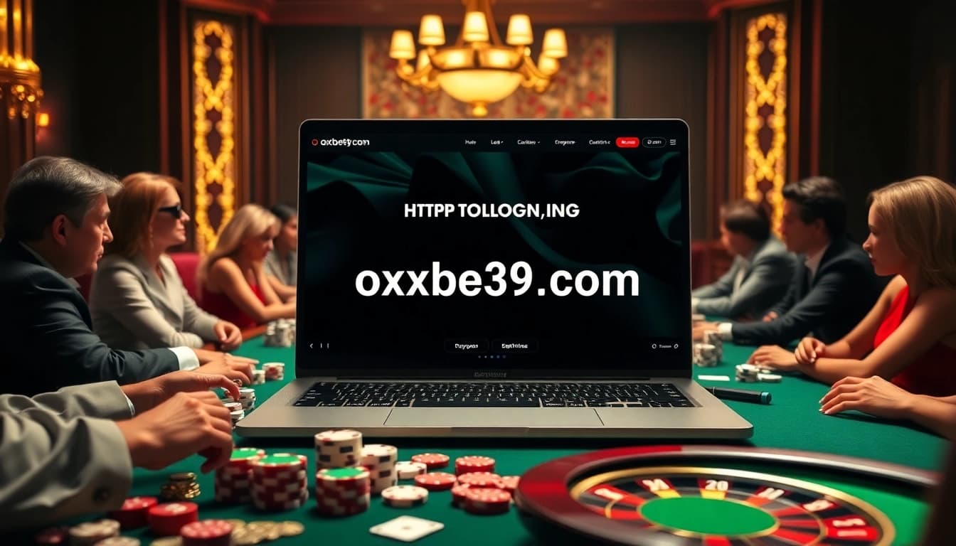 Engaging gamblers at a luxurious poker table with the https://oxbet89.com/ online interface visible.
