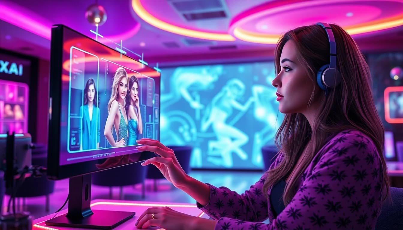 Engaging AI chat experience showcasing advanced sex AI technology in a futuristic setting.