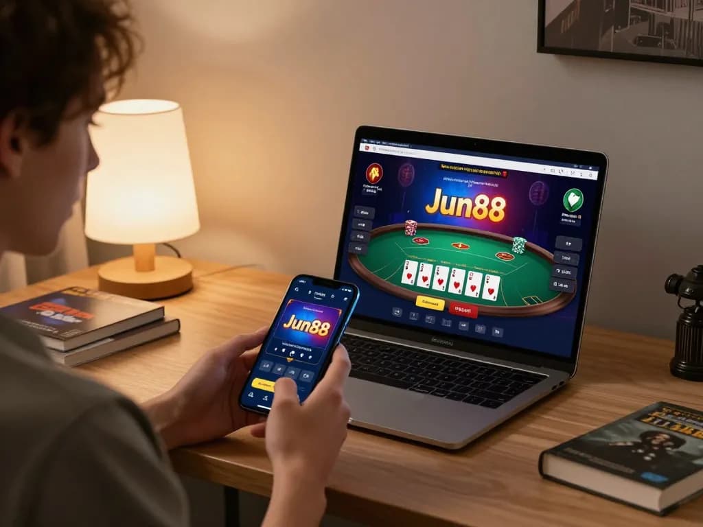 Play using the Jun88 app for an engaging online blackjack experience at home.