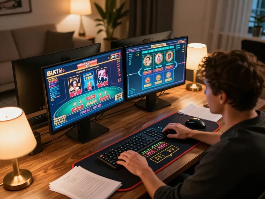 Engaged user placing bets on tr88 online casino during live dealer game.
