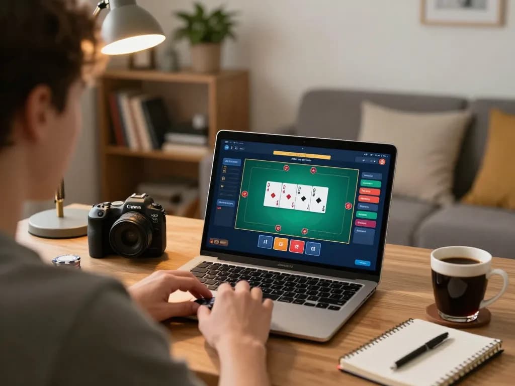 Enjoying a live poker game from home at a Nhà cái uy tín with strategic gameplay and comfortable setting