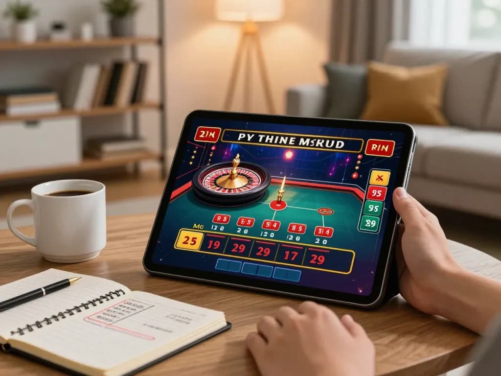 Engage in online gaming at ug88 with live roulette displayed on tablet in cozy home atmosphere.