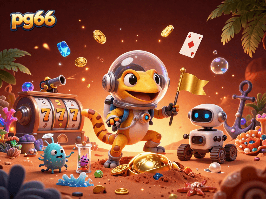Experience thrilling moments at pg66 with a Martian gecko discovering a golden casino.