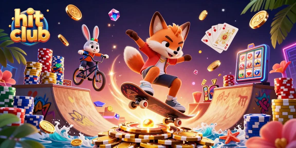 Experience thrilling gameplay at hit club with vibrant casino-themed characters and dynamic elements.