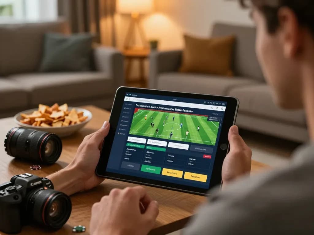 Online sports betting on TG88 platform, showcasing exciting gameplay in a cozy home atmosphere.