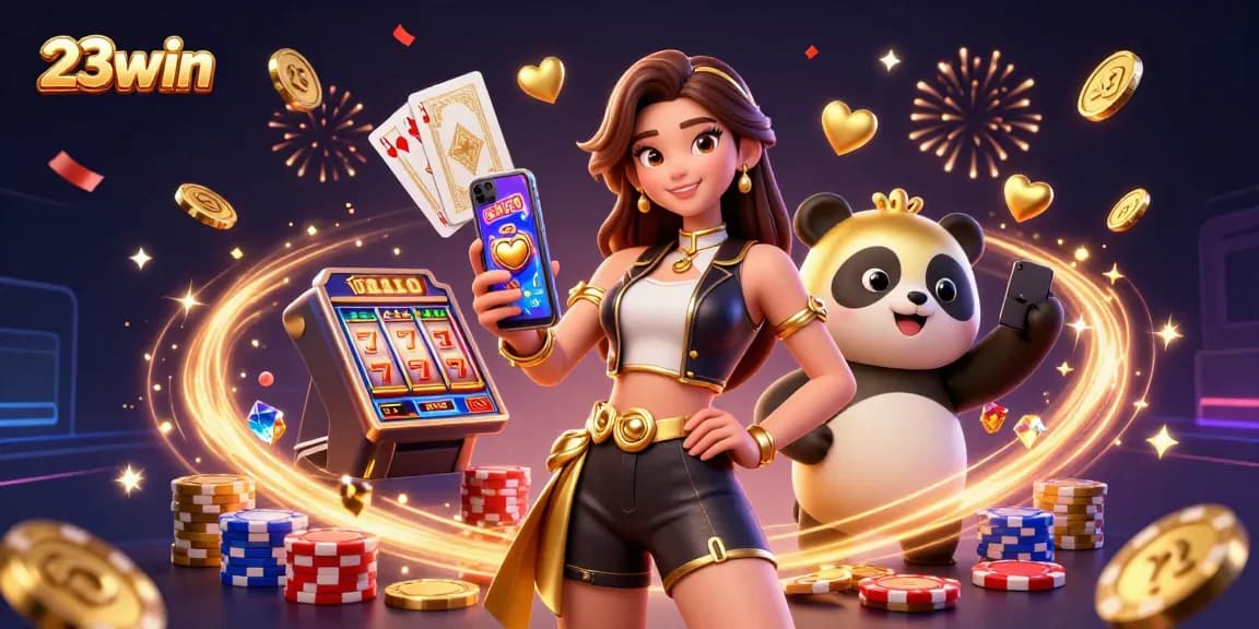 Experience thrilling casino gameplay with 23win's vibrant 3D illustration, featuring captivating characters and rich visuals.