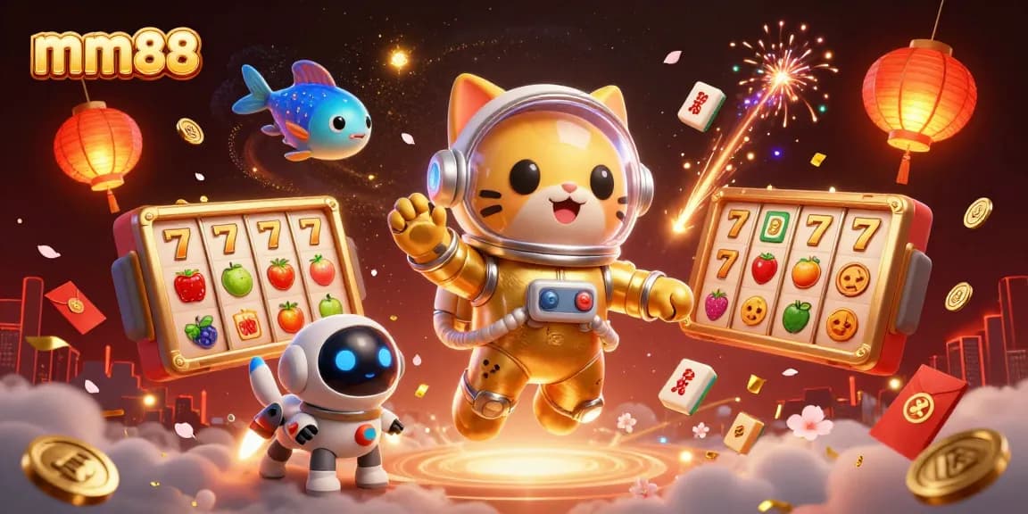 Experience thrilling gameplay at mm88 with vibrant slot reels and cosmic characters encapsulated in a stunning 3D scene.