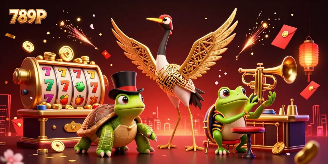 Engage with 789P’s vibrant casino atmosphere featuring a fun 3D illustration of characters celebrating with jackpot symbols and festive elements.