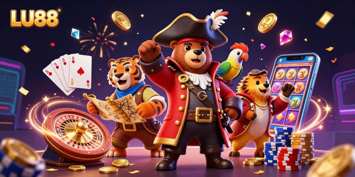 Experience thrilling gaming at LU88 with vibrant characters and exciting casino elements.