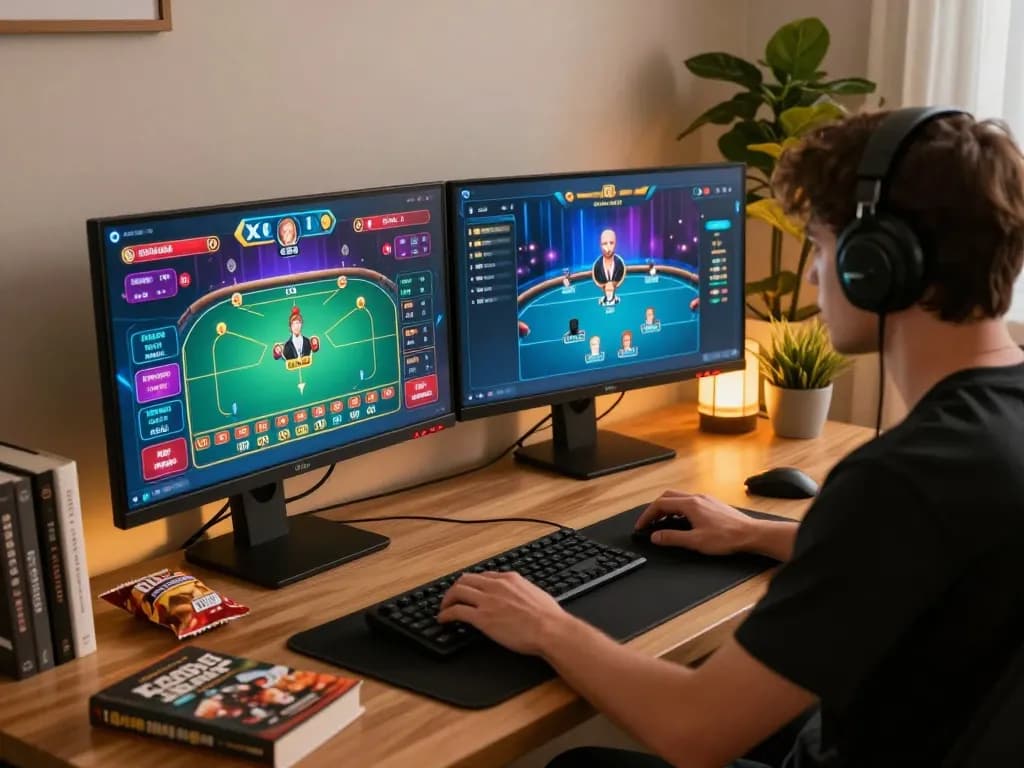 Experience lu88 uy tín through professional online poker gameplay at a stylish home setup