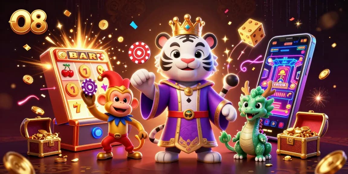 Experience O8's thrilling casino atmosphere with vibrant characters and dynamic game elements.