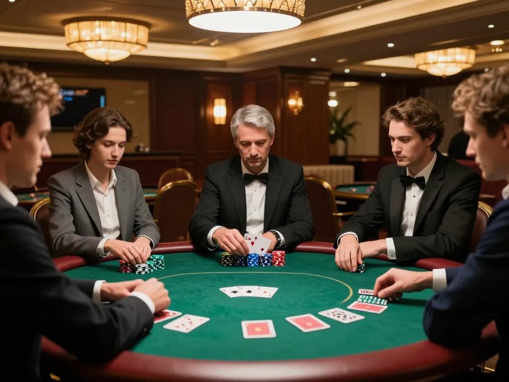 Players at a high-stakes poker game showcasing the thrill of 23winn amidst a luxurious casino setting.