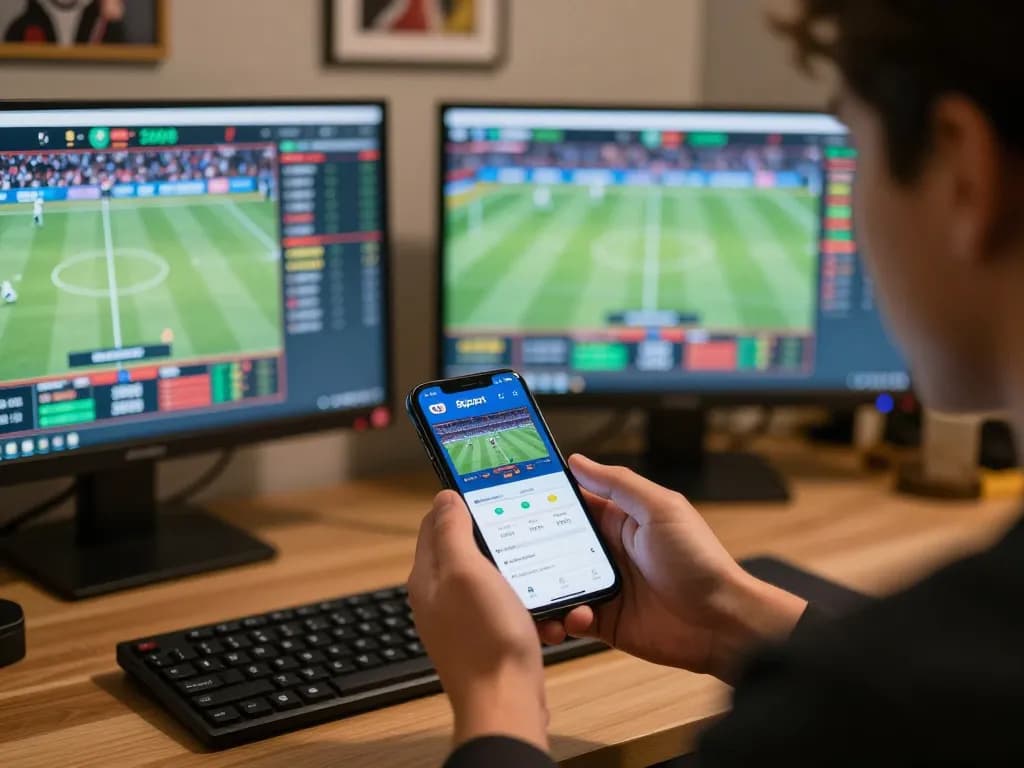 Betting on live sports via the Bsport app while monitoring real-time odds and matches.