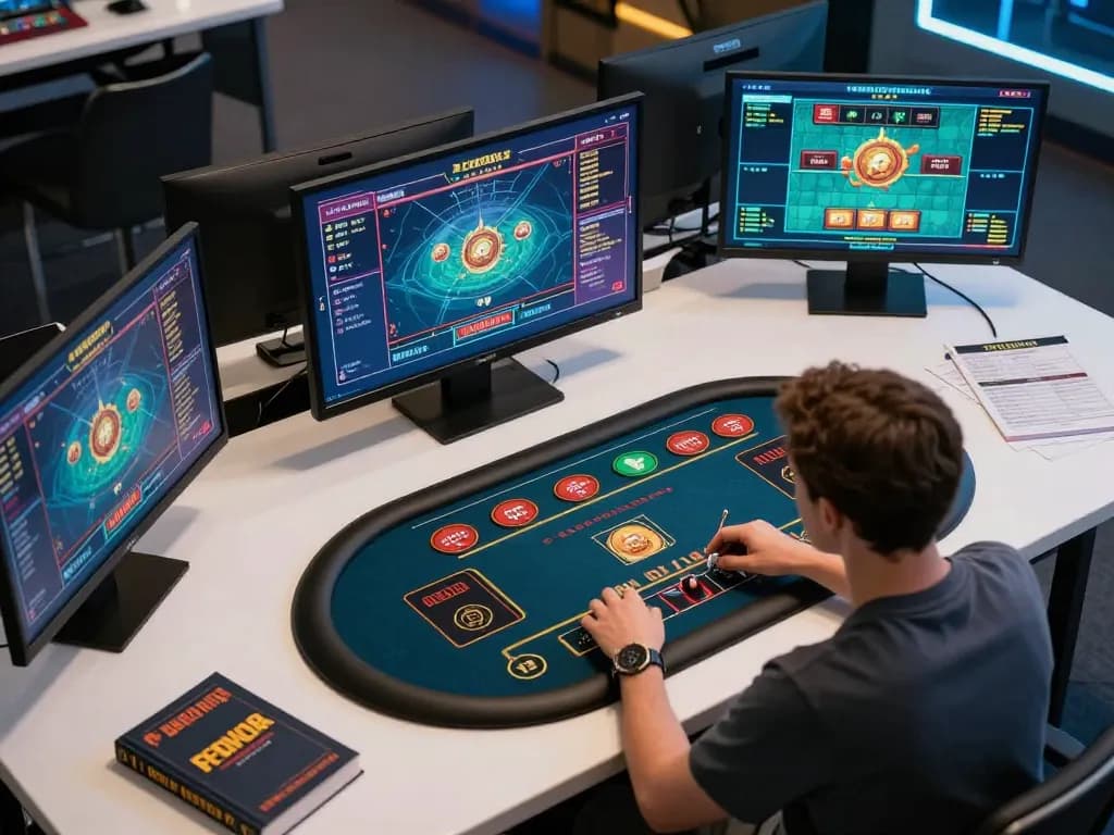 123B users engaged in strategic online gaming session, showcasing dynamic betting activities and modern home setup