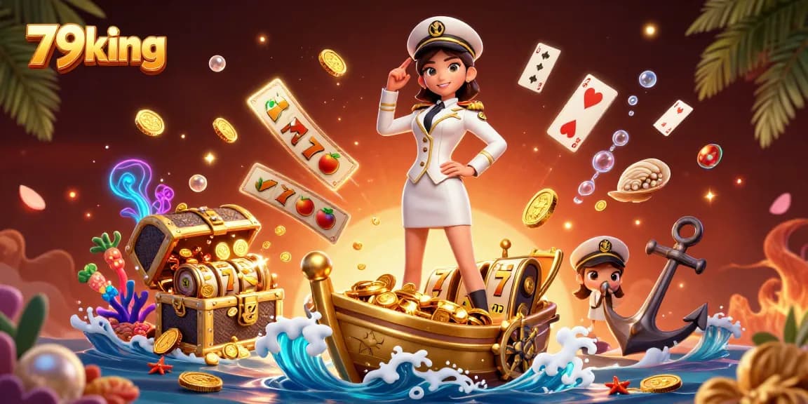 Experience thrilling slots at 79king with a vibrant 3D casino scene showcasing excitement and wins.