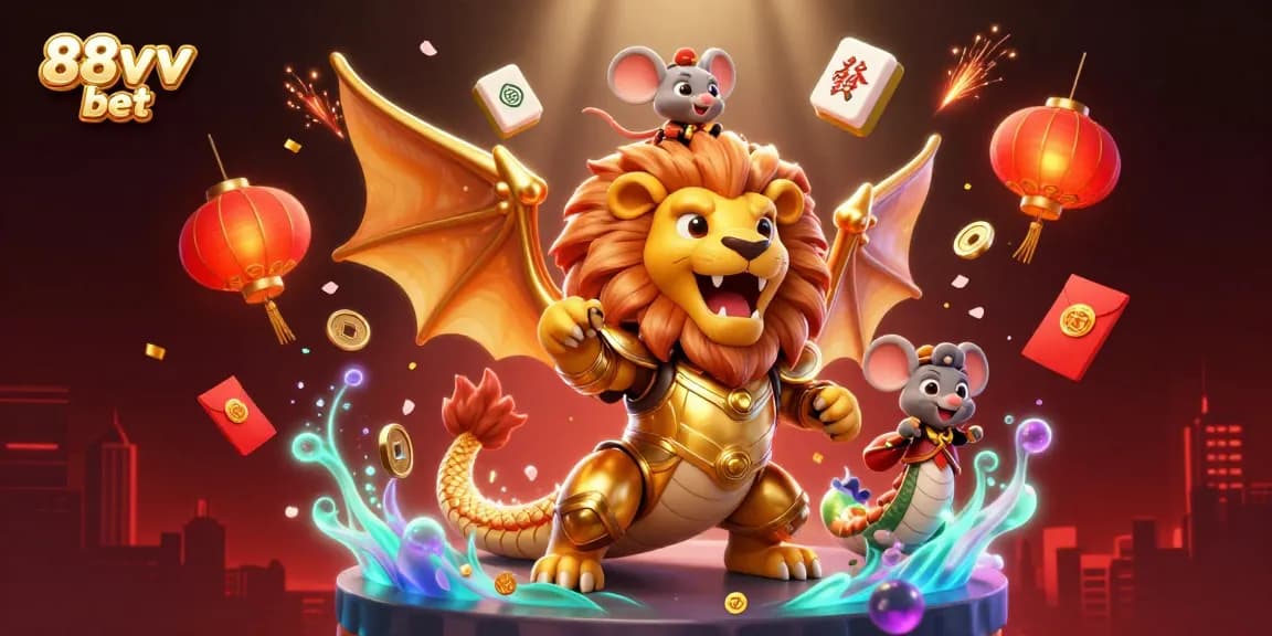 Experience the excitement of 88vv bet with a dazzling 3D casino scene filled with adventure and winning symbols.