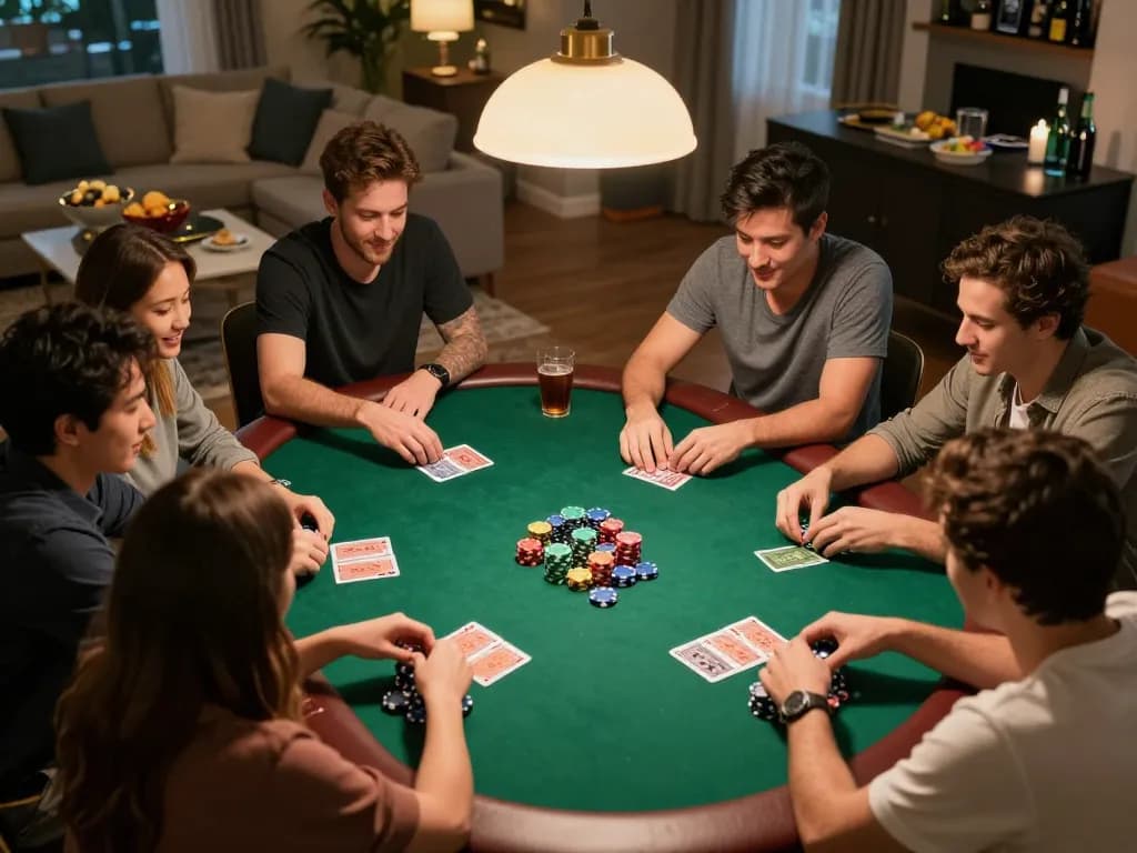 Players strategizing during a friendly poker game at home showcasing the thrill of 789betgo.