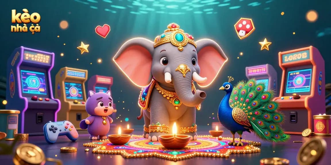 Experience the excitement of kèo nhà cái with a vibrant 3D casino scene featuring colorful gaming elements.