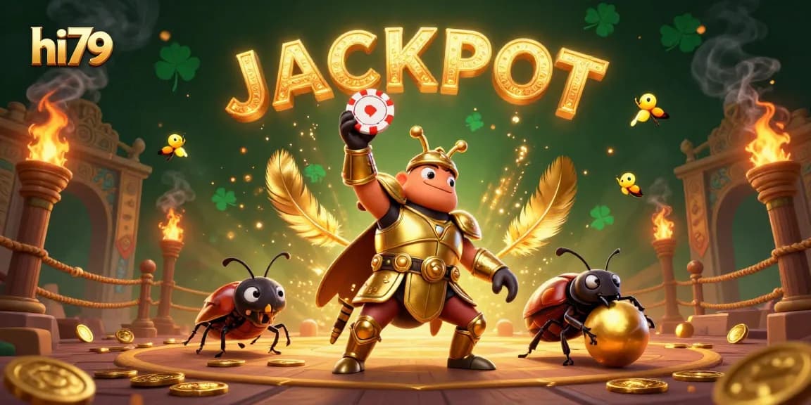 Win big with hi79 in this vibrant 3D casino illustration showcasing victory and excitement.