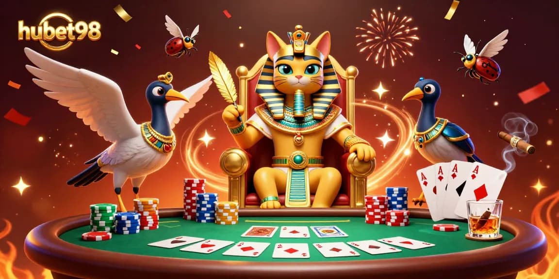 Join the excitement at hubet98 with dynamic poker action and festive elements.