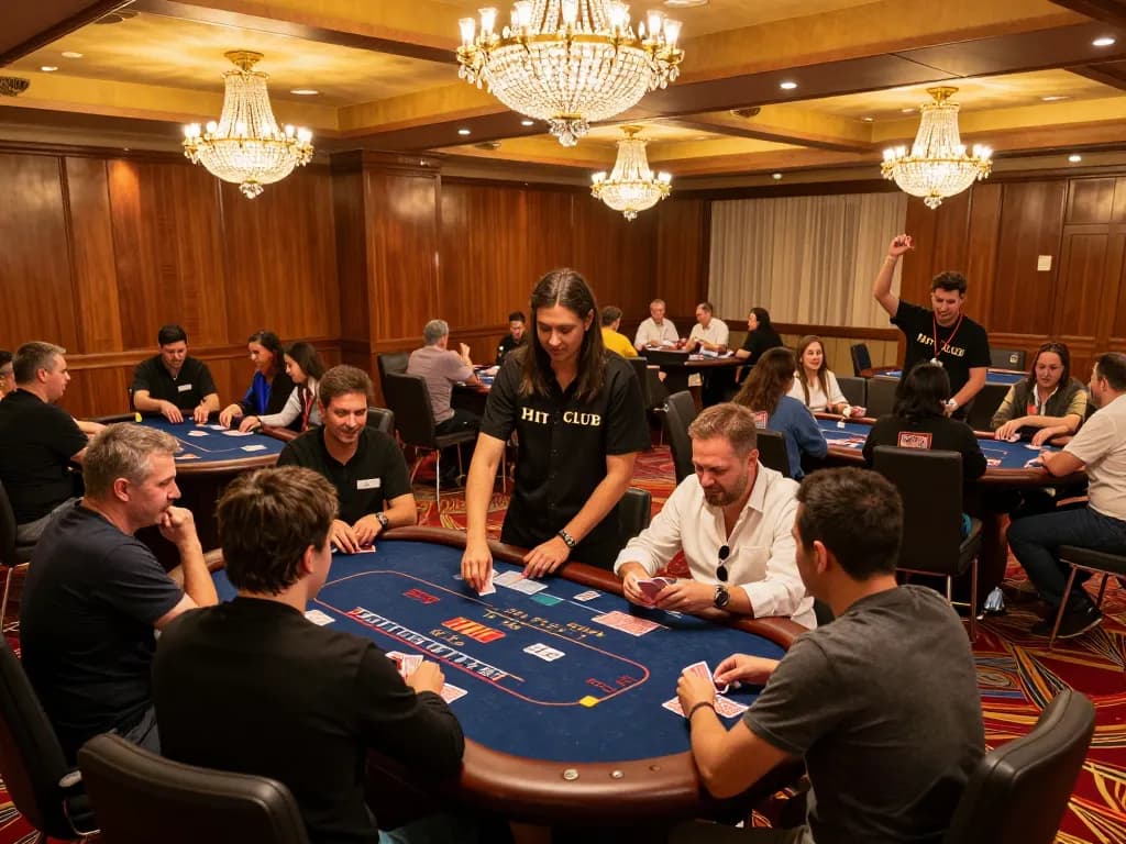 Players enjoying poker action at HIT CLUB casino with vibrant atmosphere and strategic gameplay