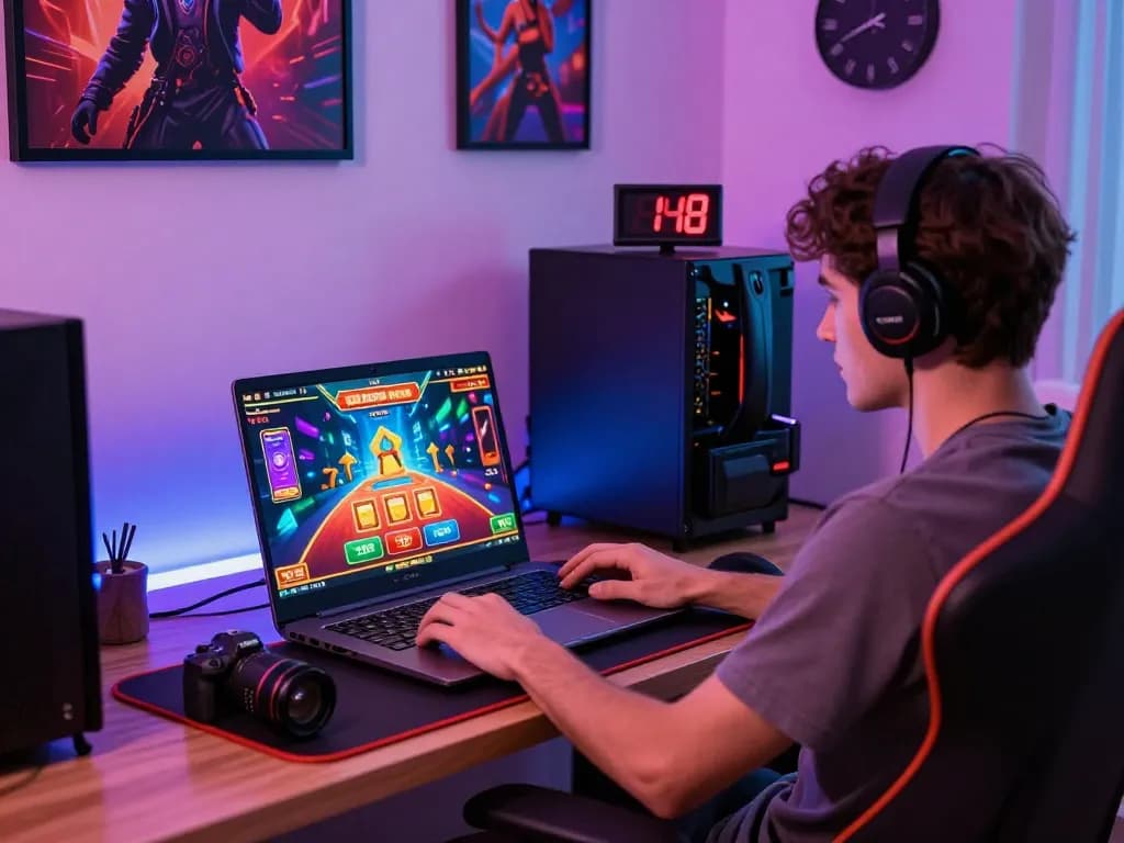 Hitclub user enjoying online casino gaming experience with vibrant graphics and smartphone notifications.