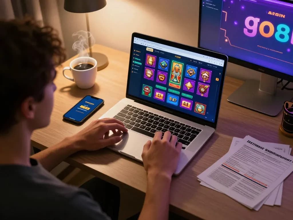 Experience thrilling betting at go8 with an engaging online casino interface displayed on a laptop.