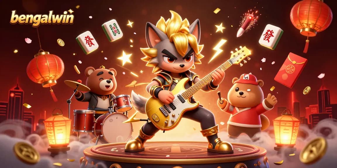 Experience thrilling moments at Bengalwin's vibrant casino stage with dynamic characters and gaming elements.