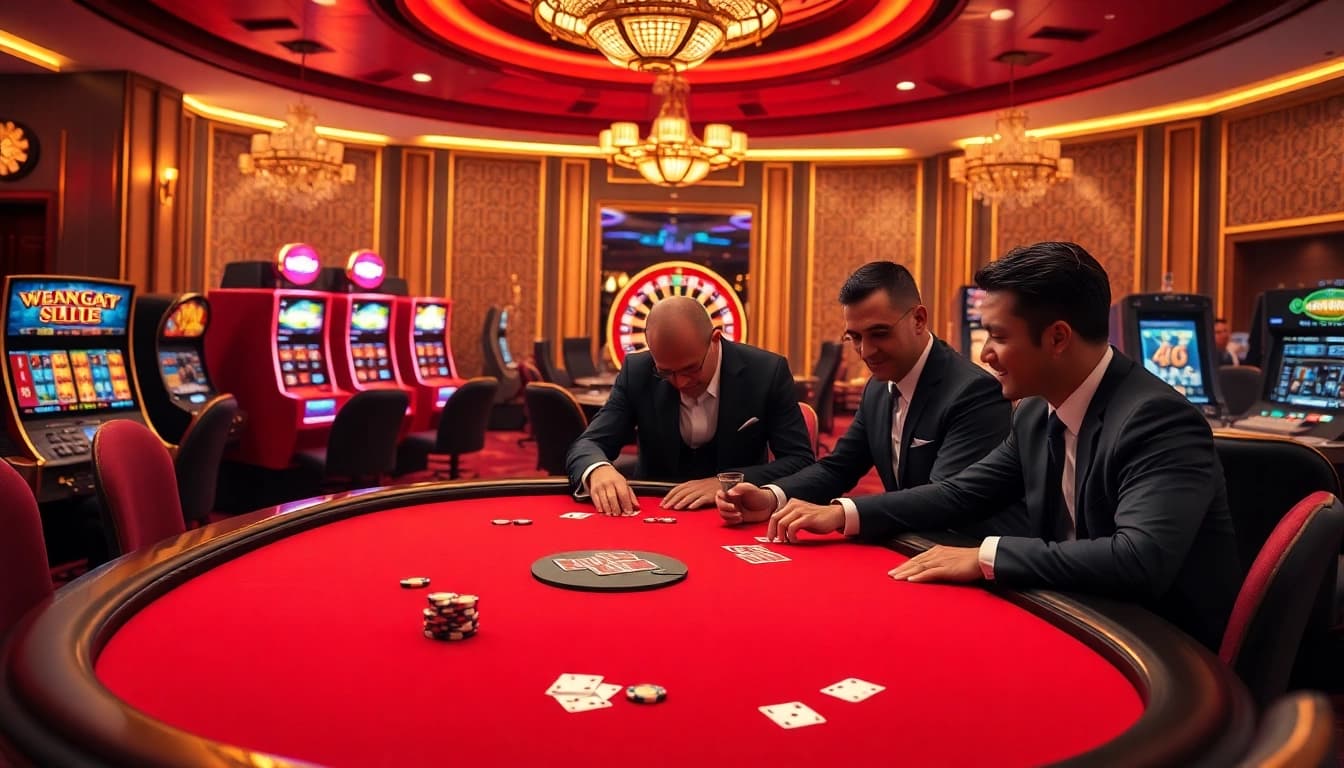 Experience thrilling poker gameplay at 58win.com, featuring luxury tables and vibrant casino ambiance.