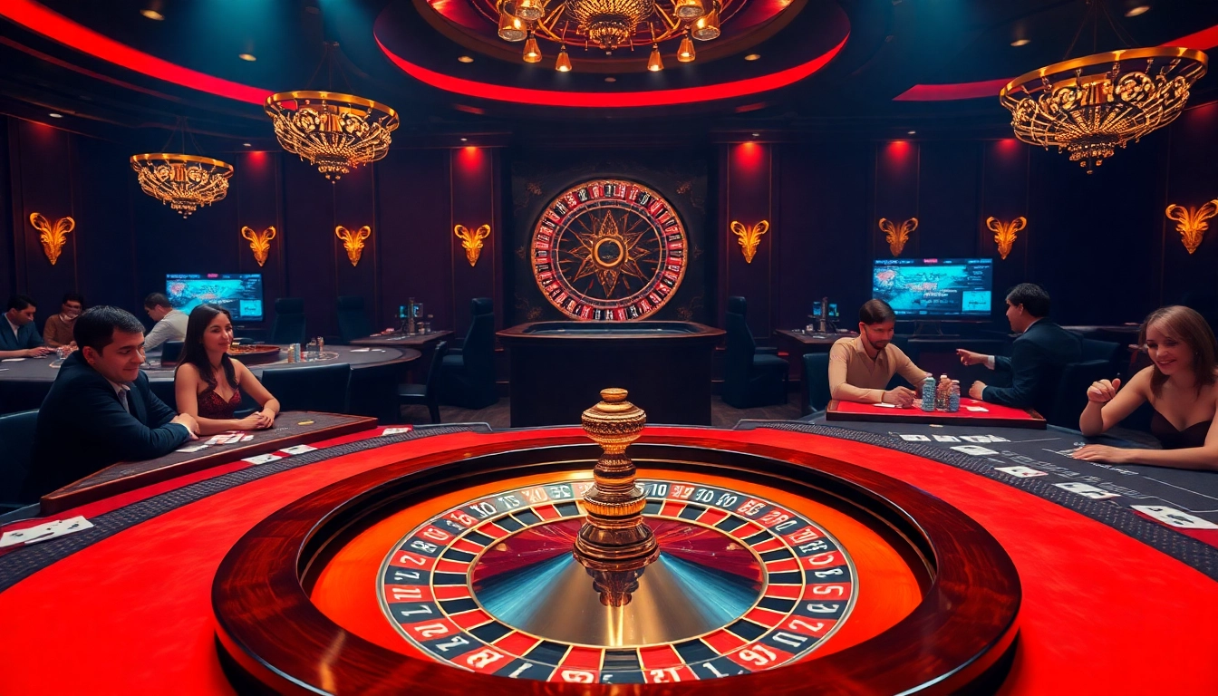 Players enjoying games at a vibrant casino scene, inspired by https://8xx.golf/, highlighting excitement and luxury.