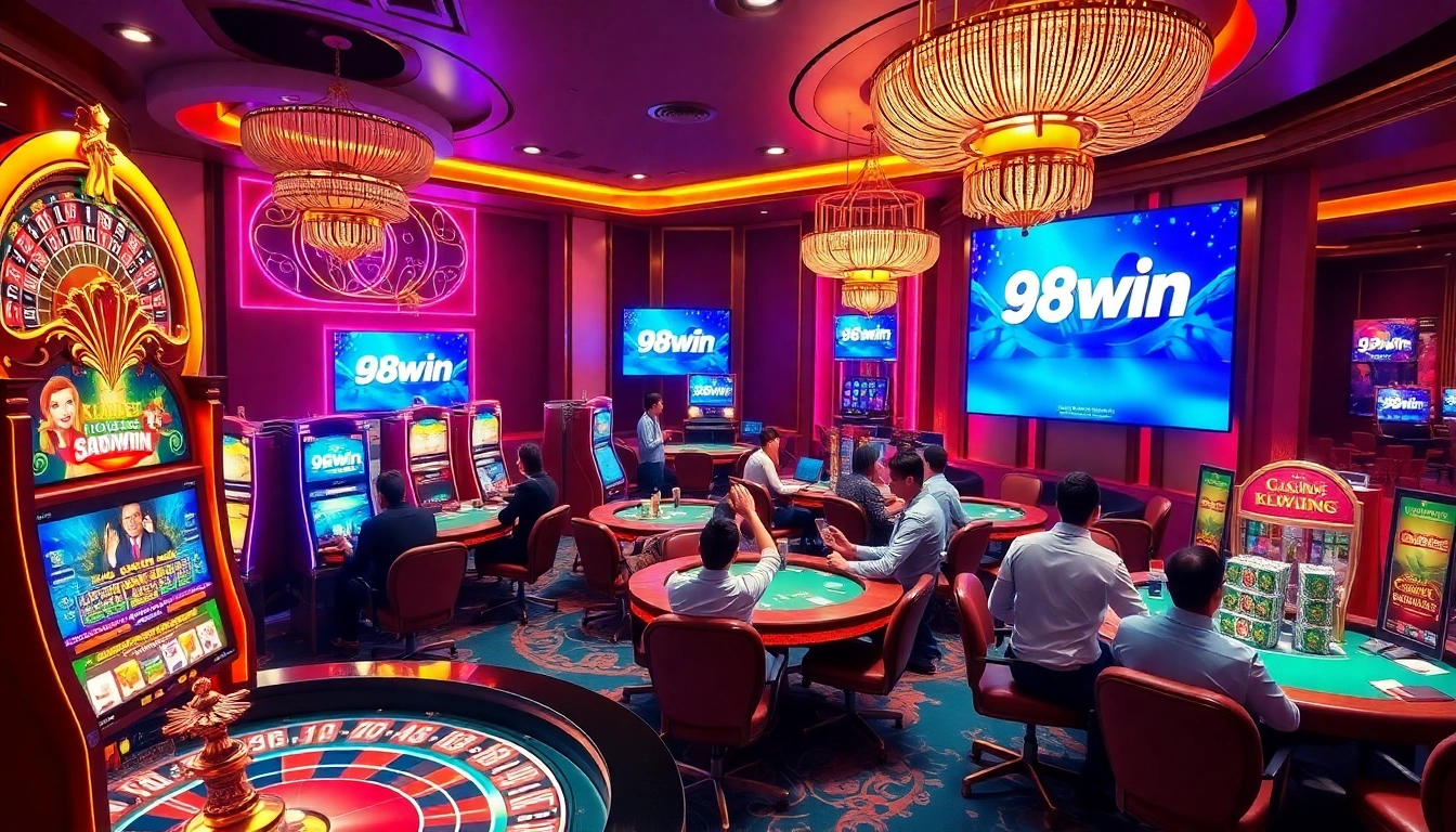 Experience the thrilling atmosphere of Đăng nhập 98win, where excited players enjoy casino games in luxury.