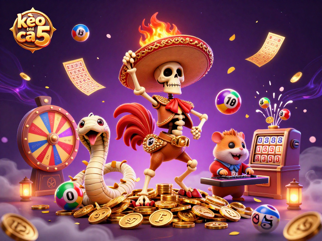 Engage with kèo nhà cái 5 and experience vibrant casino fun in this colorful illustration.