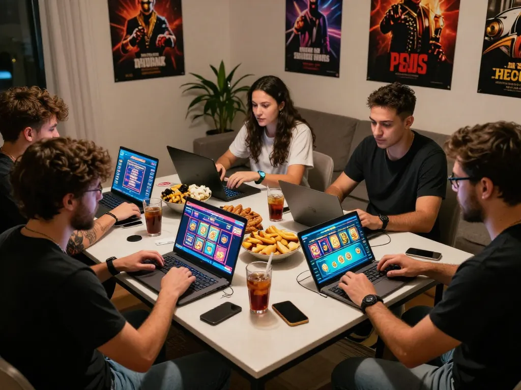 Exciting online casino gaming experience at 789club with friends playing slots and poker.