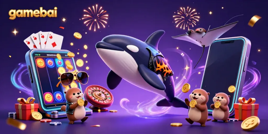 Experience gamebai with an exciting scene of characters enjoying casino gaming elements.